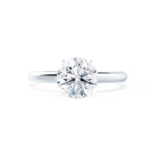 GRACE Round Lab Diamond 18K White Gold Solitaire Ring - Image 2