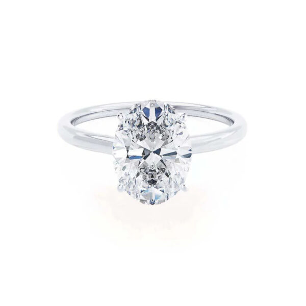 LULU Oval Lab Diamond 18k White Gold Petite Solitaire