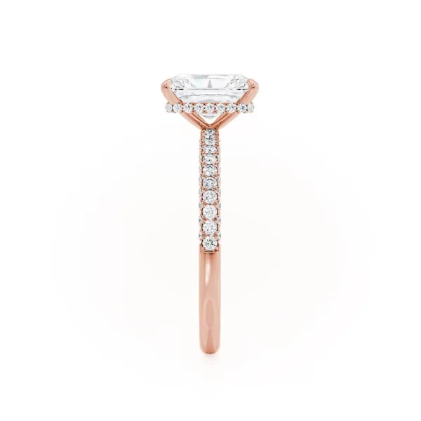 COCO Radiant Lab Diamond 18k Rose Gold Petite Triple Pavé Hidden Halo - Image 2