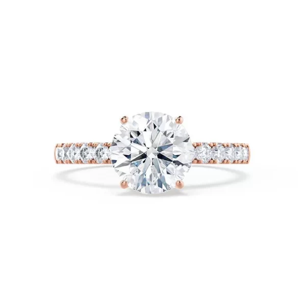 GISELLE Round Lab Diamond 18k Rose Gold Solitaire Ring - Image 2