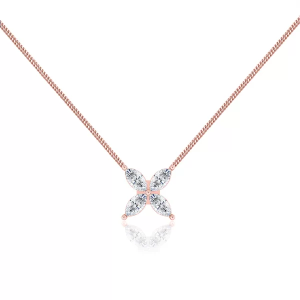 MYLA Marquise Flower Lab Diamond Necklace 14k/18k Rose Gold