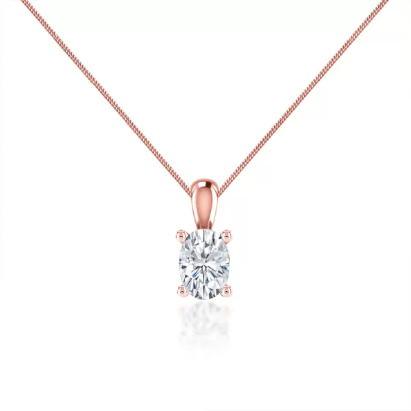 LILA Oval Lab Diamond 4 Claw Drop Pendant 14k/18k Rose Gold