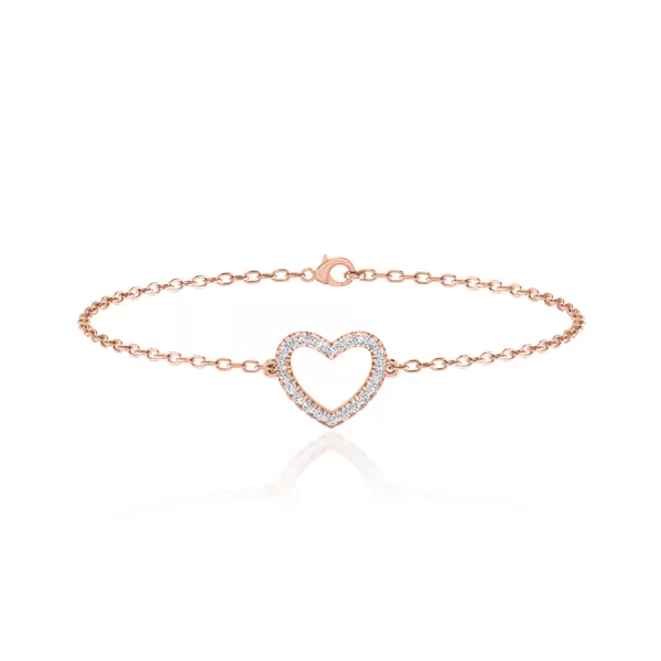 THEA Lab Diamond Pavé Heart Bracelet 14k/18k Rose Gold