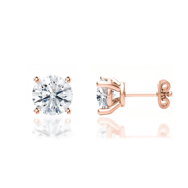 DOVE Round Lab Diamond 14k/18k Rose Gold Stud Earrings