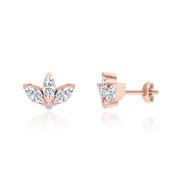 BIRDIE Marquise Petal Lab Diamond Earrings 14k/18k Rose Gold