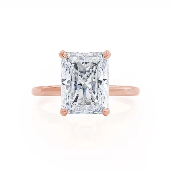 PARIS Radiant Lab Diamond 18k Rose Gold Hidden Halo Solitaire - Image 2