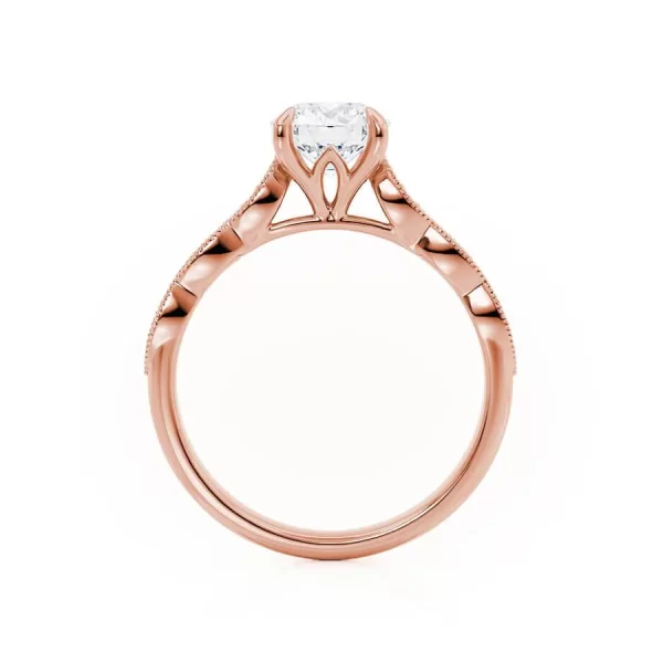 HONOR Round Lab Diamond 18k Rose Gold Shoulder Set Ring - Image 2