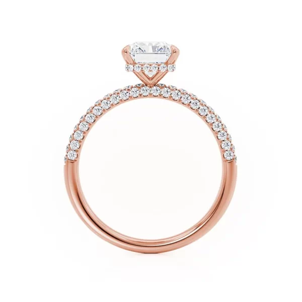 COCO Radiant Lab Diamond 18k Rose Gold Petite Triple Pavé Hidden Halo - Image 3