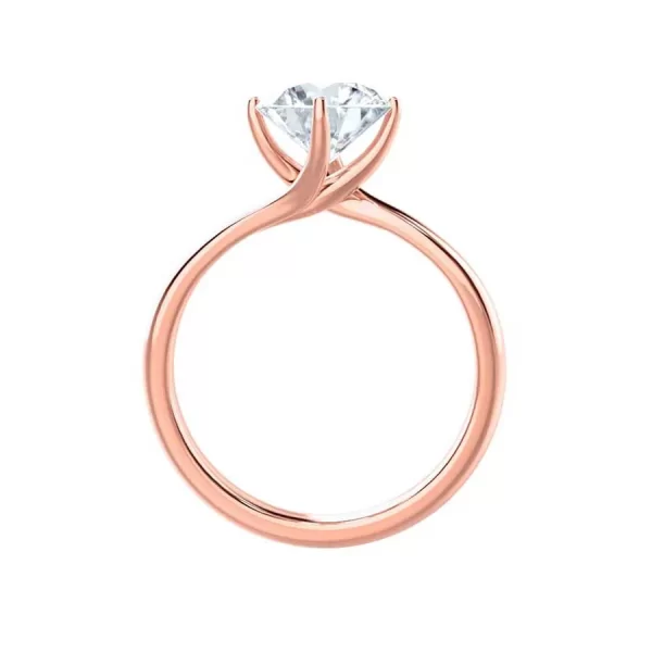 ANNORA Round Lab Diamond 18k Rose Gold Twist Solitaire Ring - Image 3