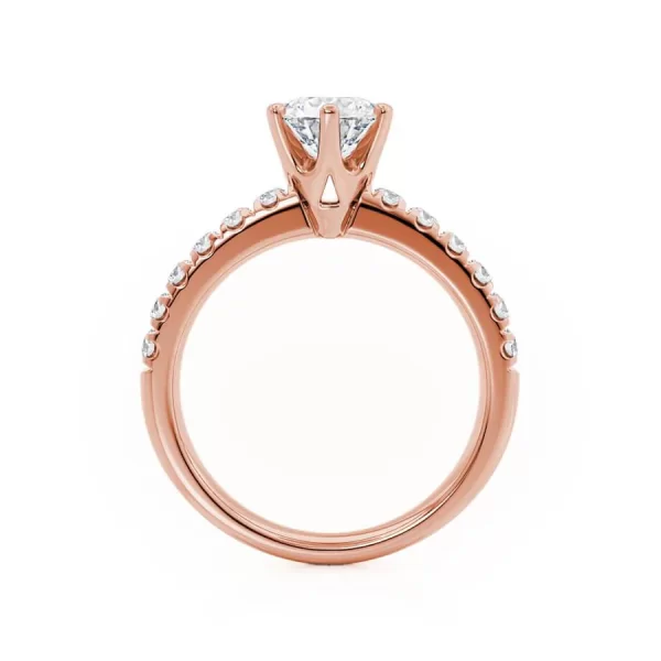 BELLE Round Lab Diamond 18k Rose Gold Shoulder Set Ring - Image 4