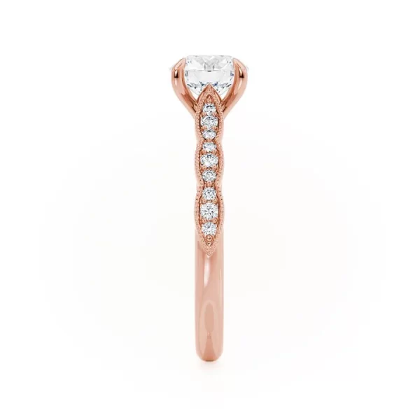 HONOR Round Lab Diamond 18k Rose Gold Shoulder Set Ring - Image 3