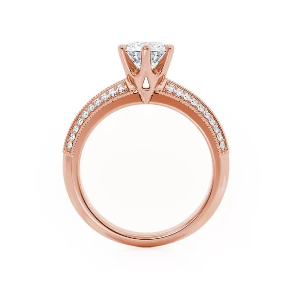 VICTORIA Round Lab Diamond 18 Rose Gold Shoulder Set Ring - Image 2