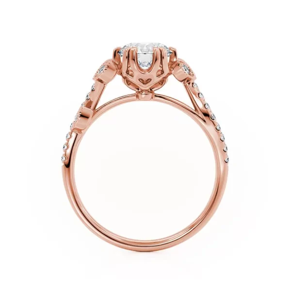 FLEUR Round Lab Diamond 18k Rose Gold Shoulder Set Ring - Image 2