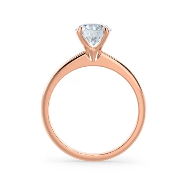 GRACE Round Moissanite 18k Rose Gold Solitaire Ring - Image 2