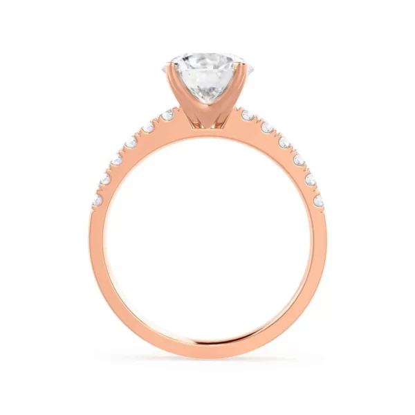 GISELLE Round Moissanite & Diamond 18k Rose Gold Solitaire Ring - Image 2