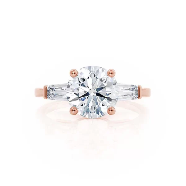 LOVETTA Round & Baguette Lab Diamond 18k Rose Gold Trilogy - Image 4