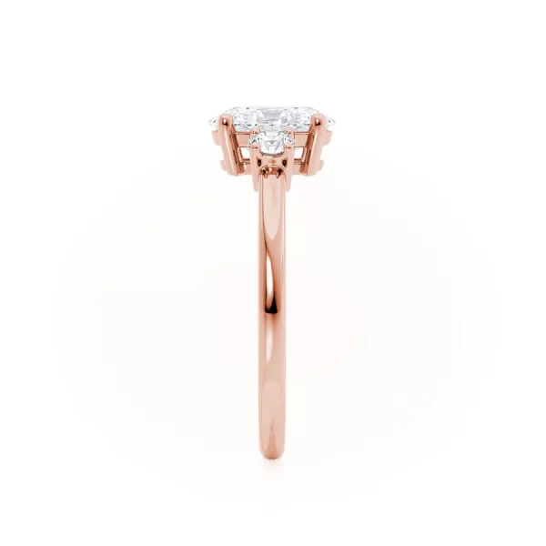 LOUELLA Oval Lab Diamond 18k Rose Gold Trilogy Ring - Image 4