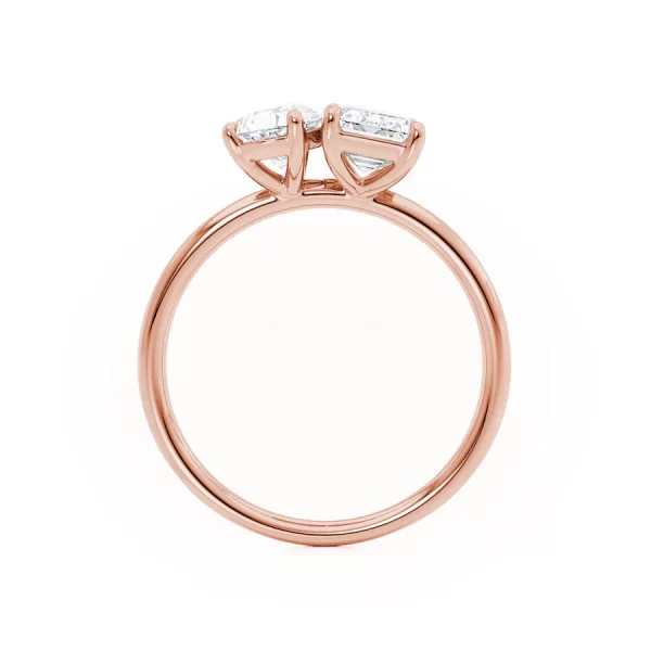 COMET Toi Et Moi Lab Diamond Emerald & Pear Cut Ring 18k Rose Gold - Image 3