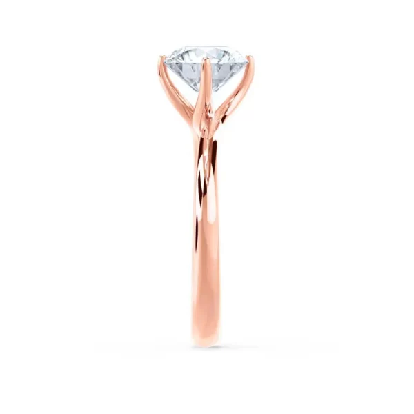 ANNORA Round Lab Diamond 18k Rose Gold Twist Solitaire Ring - Image 4