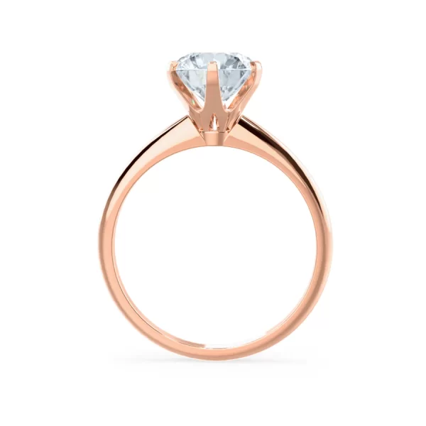 LILLIE Round Lab Diamond 18K Rose Gold 6 Prong Knife Edge Solitaire Ring - Image 3