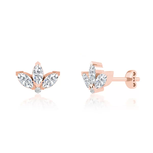 BIRDIE Marquise Petal Lab Diamond Earrings 14k/18k Rose Gold - Image 3