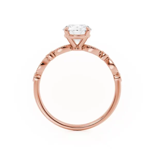 HOPE Round Lab Diamond 18k Rose Gold Shoulder Set Ring - Image 2