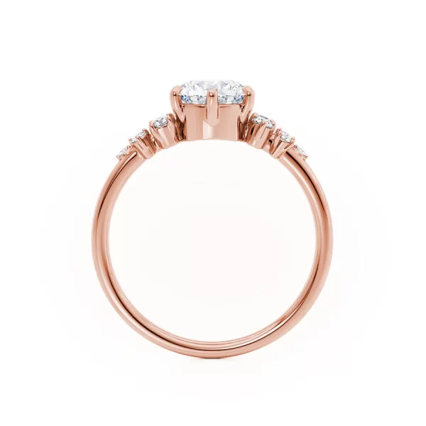 ALYA Oval Lab Diamond Starburst Cluster Shoulder Set Engagement Ring 18k Rose Gold - Image 3