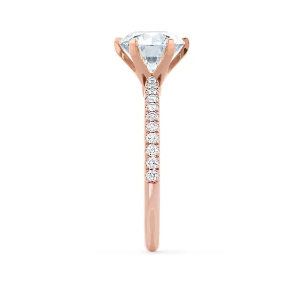 LILLIE LUXE Round Lab Diamond & Diamond 18k Rose Gold Shoulder Set Ring - Image 2