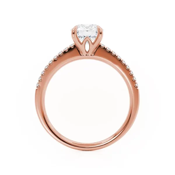 CATALINA Round Lab Diamond 18k Rose Gold Shoulder Set Ring - Image 2