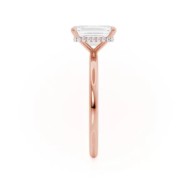 PARIS Radiant Lab Diamond 18k Rose Gold Hidden Halo Solitaire - Image 4