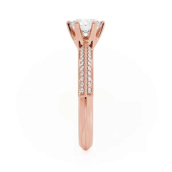 VICTORIA Round Lab Diamond 18 Rose Gold Shoulder Set Ring - Image 3