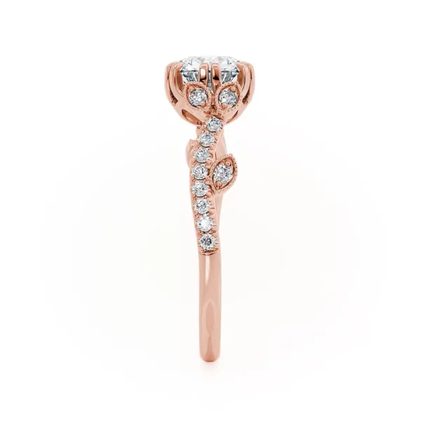 FLEUR Round Lab Diamond 18k Rose Gold Shoulder Set Ring - Image 3