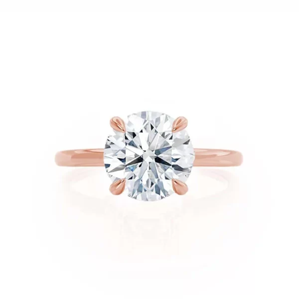 PARIS Round Lab Diamond 18k Rose Gold Hidden Halo - Image 4