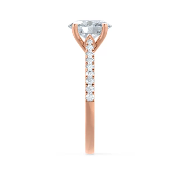 VIOLA Oval Moissanite & Diamond 18k Rose Gold Shoulder Set Ring - Image 3