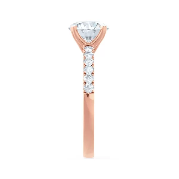 GISELLE Round Moissanite & Diamond 18k Rose Gold Solitaire Ring - Image 3