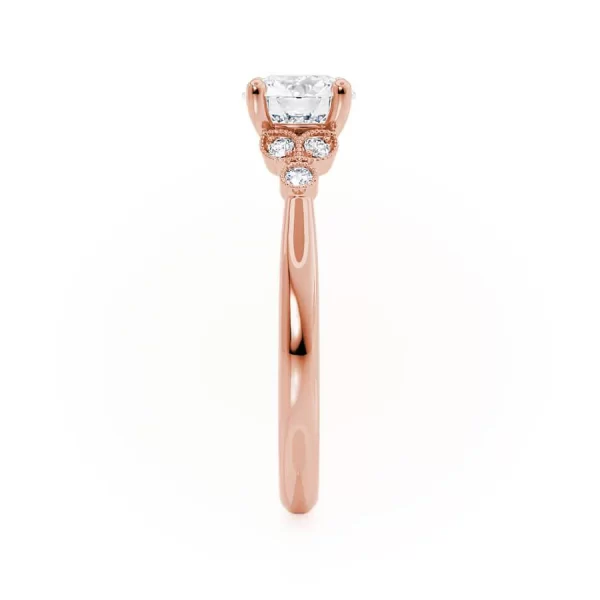 DELILAH Round Lab Diamond 18k Rose Gold Shoulder Set Ring - Image 3