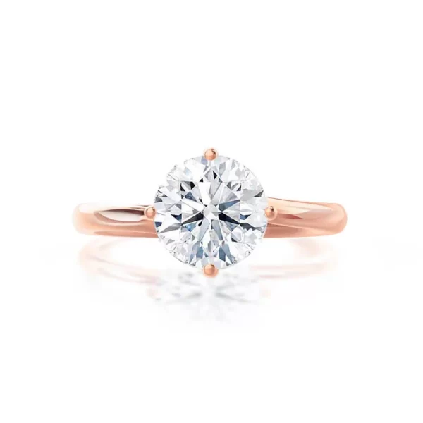 ANNORA Round Lab Diamond 18k Rose Gold Twist Solitaire Ring - Image 2