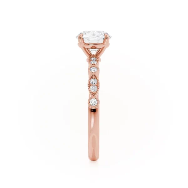 HOPE Round Lab Diamond 18k Rose Gold Shoulder Set Ring - Image 3