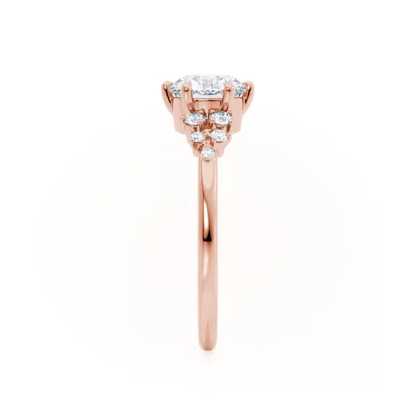 ALYA Oval Lab Diamond Starburst Cluster Shoulder Set Engagement Ring 18k Rose Gold - Image 4