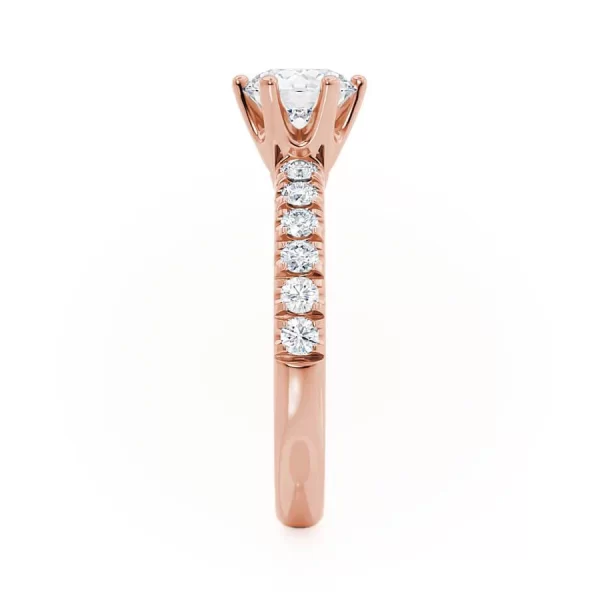 BELLE Round Lab Diamond 18k Rose Gold Shoulder Set Ring - Image 2