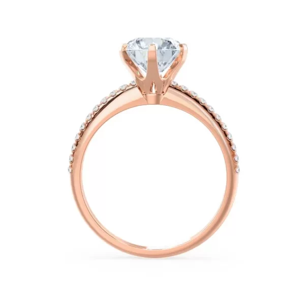 LILLIE LUXE Round Lab Diamond & Diamond 18k Rose Gold Shoulder Set Ring - Image 3