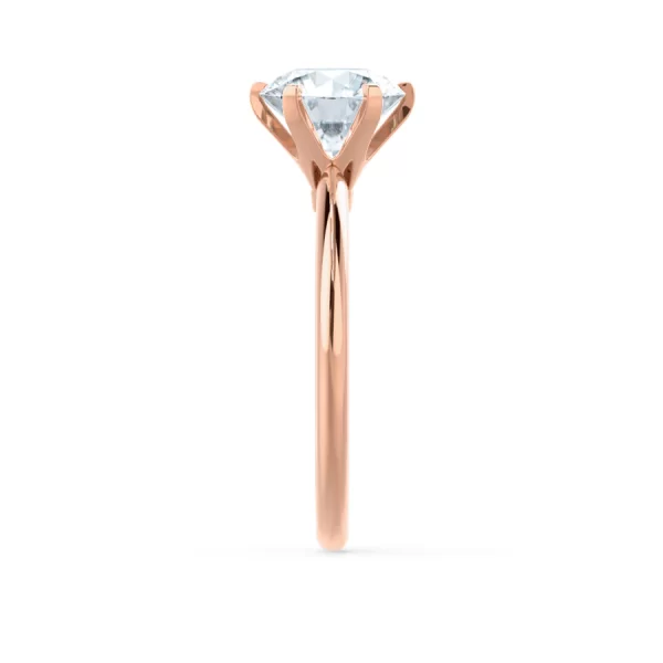 LILLIE Round Lab Diamond 18K Rose Gold 6 Prong Knife Edge Solitaire Ring - Image 4