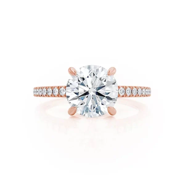 CATALINA Round Lab Diamond 18k Rose Gold Shoulder Set Ring - Image 3