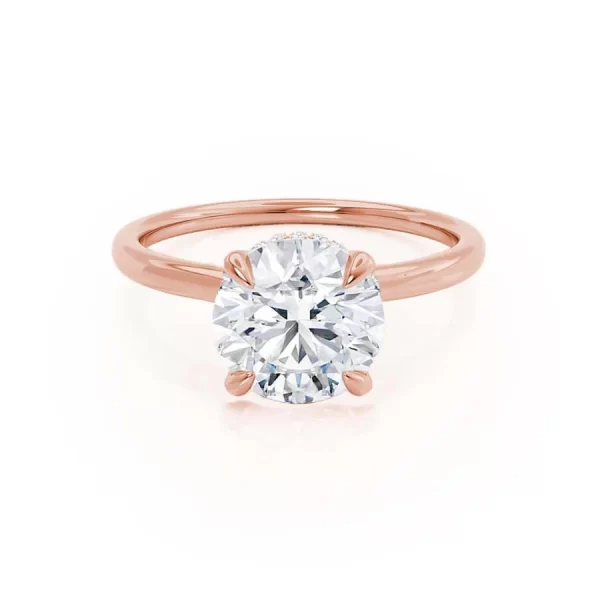 PARIS Round Lab Diamond 18k Rose Gold Hidden Halo - Image 5