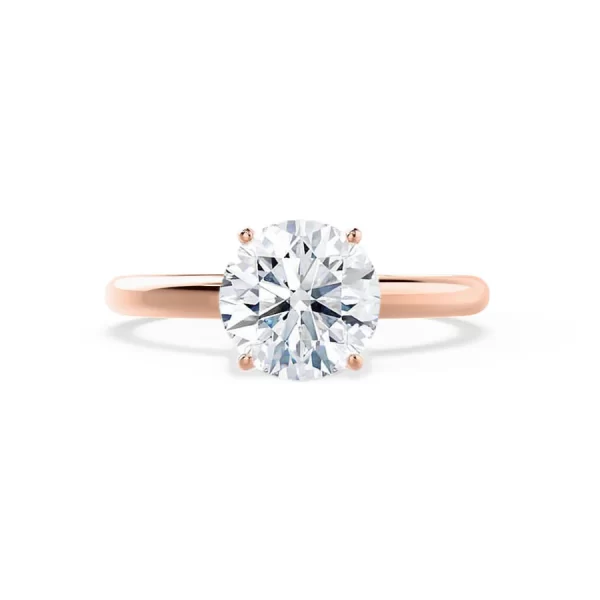 GRACE Round Moissanite 18k Rose Gold Solitaire Ring - Image 4