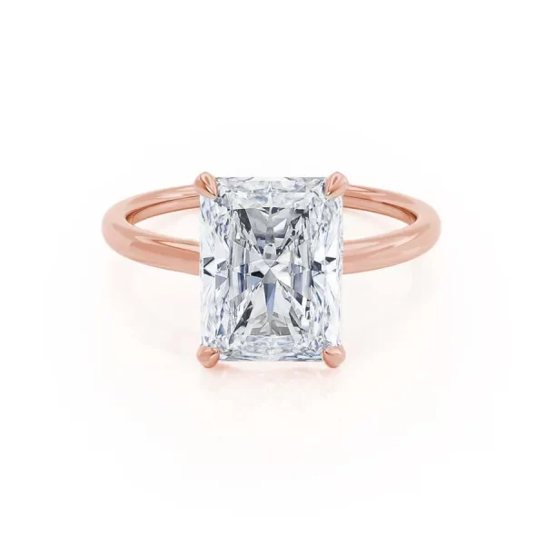 PARIS Radiant Lab Diamond 18k Rose Gold Hidden Halo Solitaire - Image 5