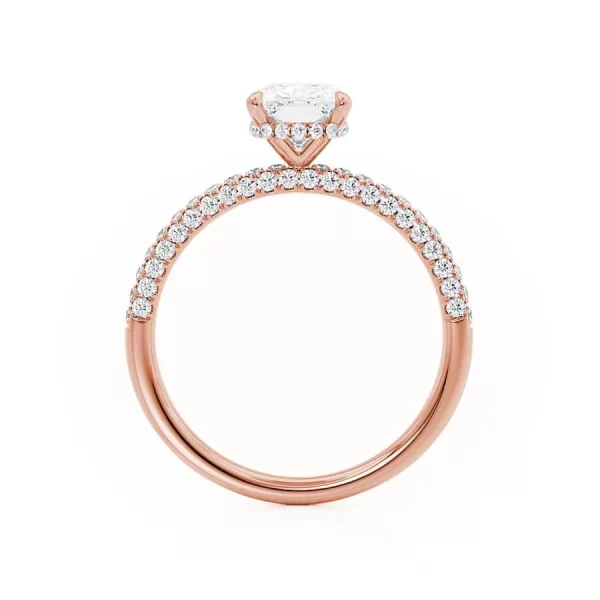 COCO Elongated Cushion Cut Lab Diamond 18k Rose Gold Petite Hidden Halo Triple Pavé - Image 4