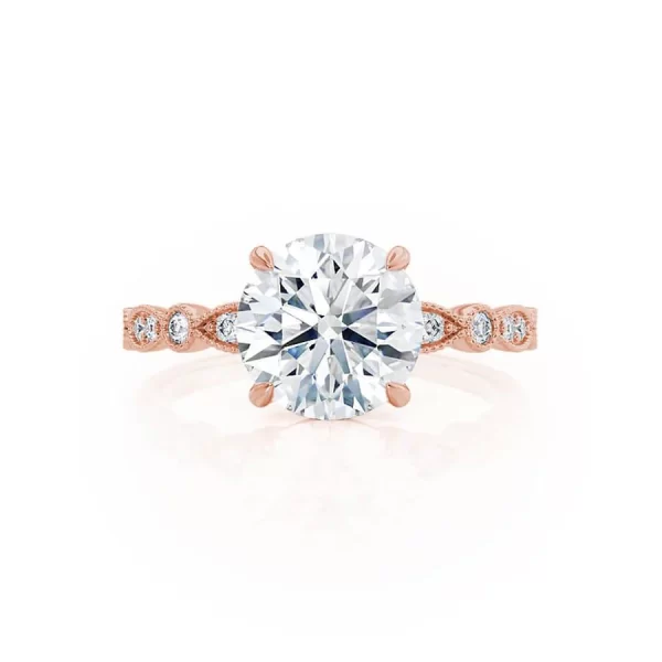 HOPE Round Lab Diamond 18k Rose Gold Shoulder Set Ring - Image 4