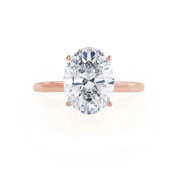 LULU Oval Moissanite 18k Rose Gold Petite Solitaire Ring - Image 4