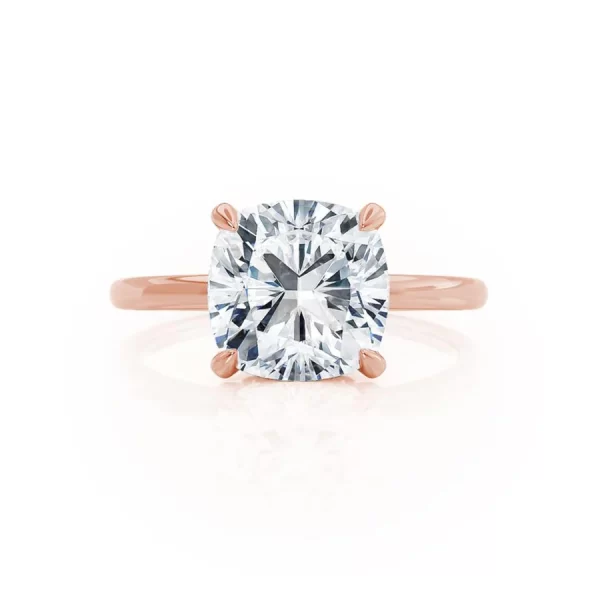 PARIS Cushion Lab Diamond 18k Rose Gold Hidden Halo - Image 5